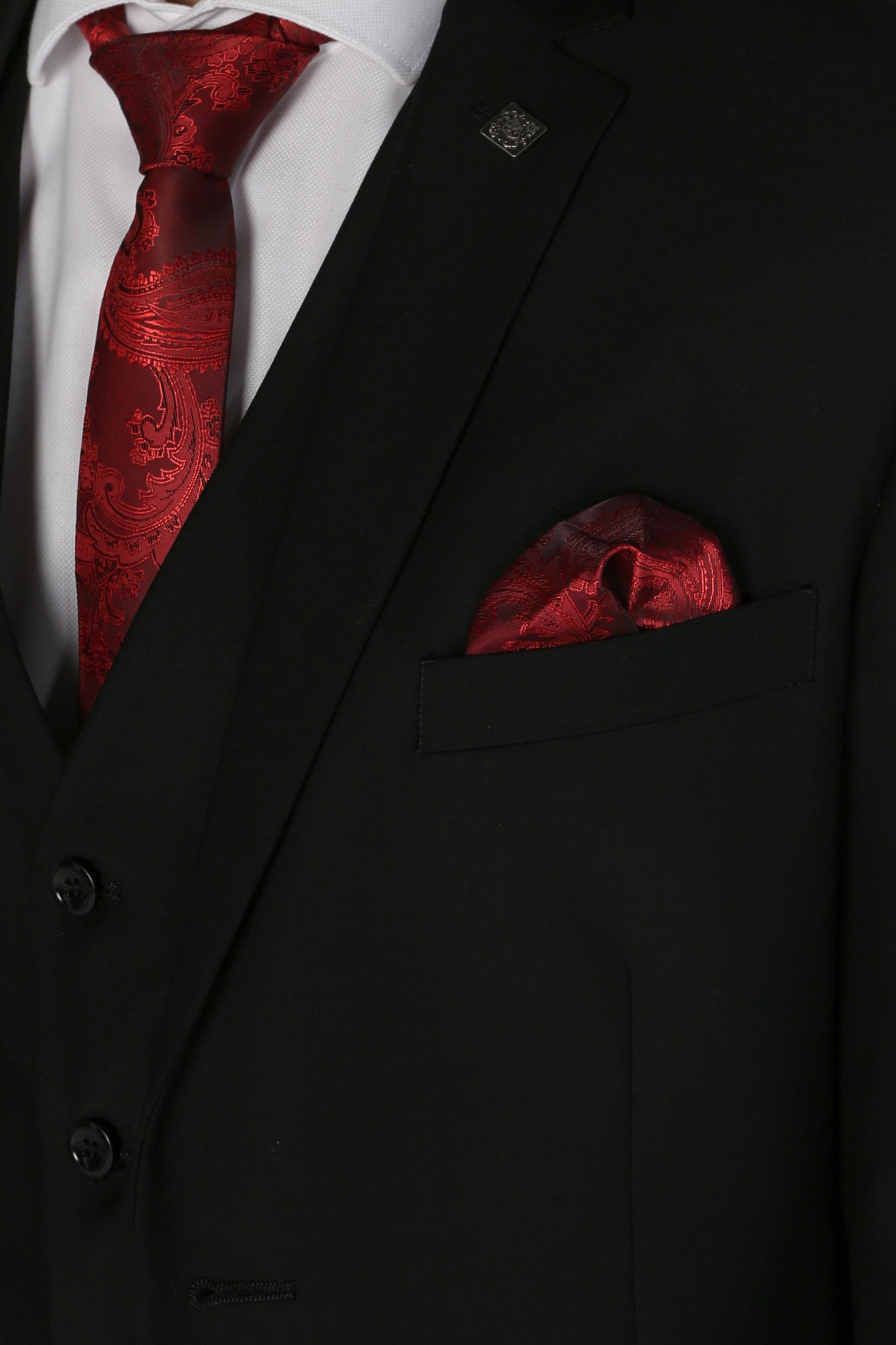 PARKER Men’s Tailored Fit Black Suit