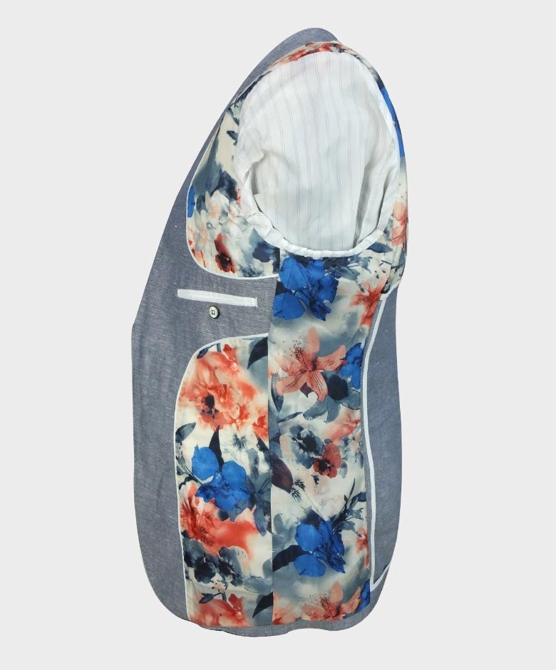 Mens Linen Slim Fit Blazer - ETHAN - Pale Blue