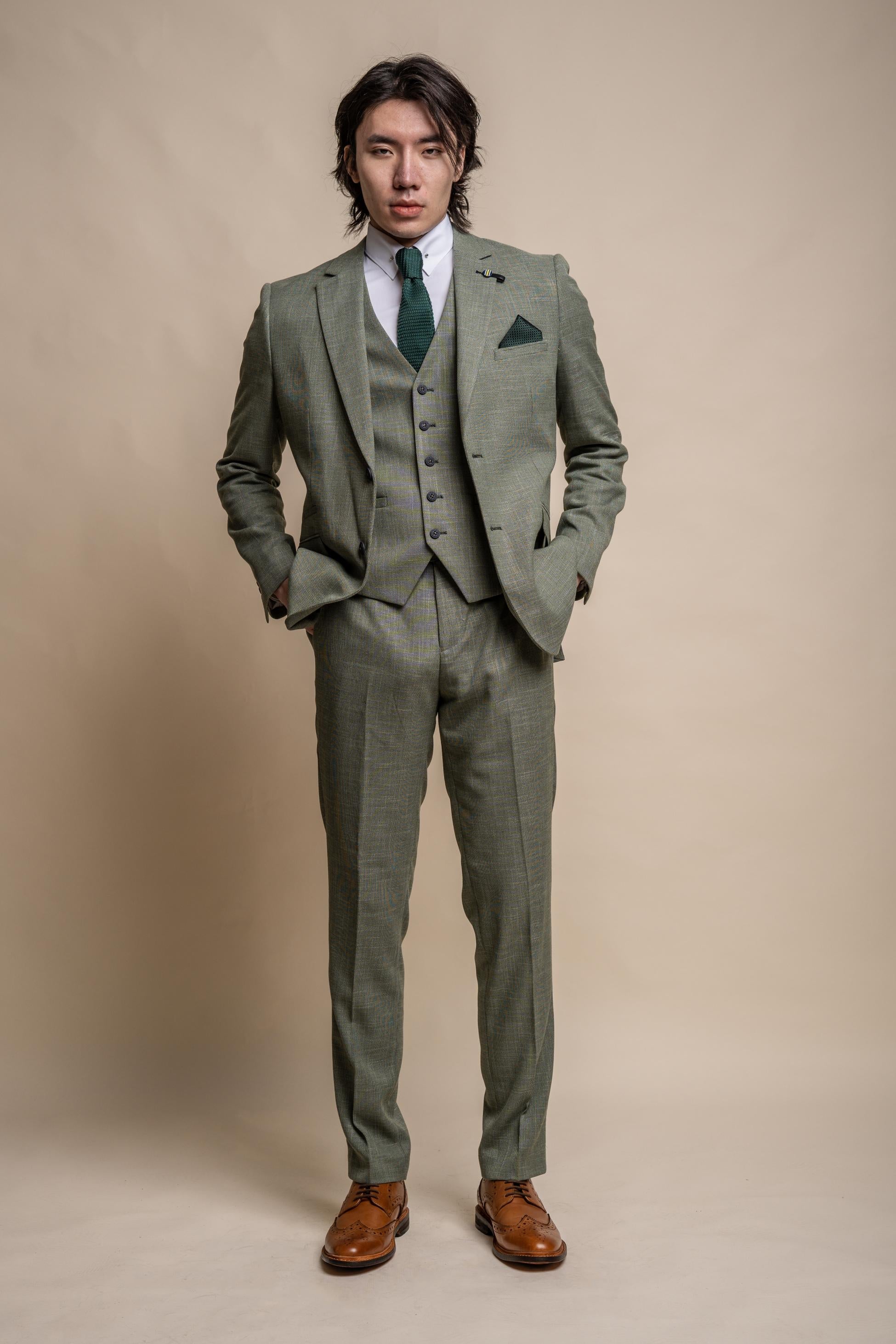 Men’s Slim Fit Sage Green Formal Suit – MIAMI Collection