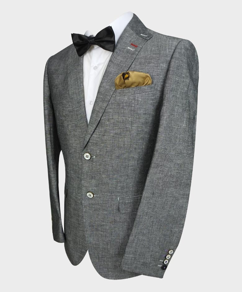 Mens Linen Slim Fit Blazer - ETHAN - Charcoal Black
