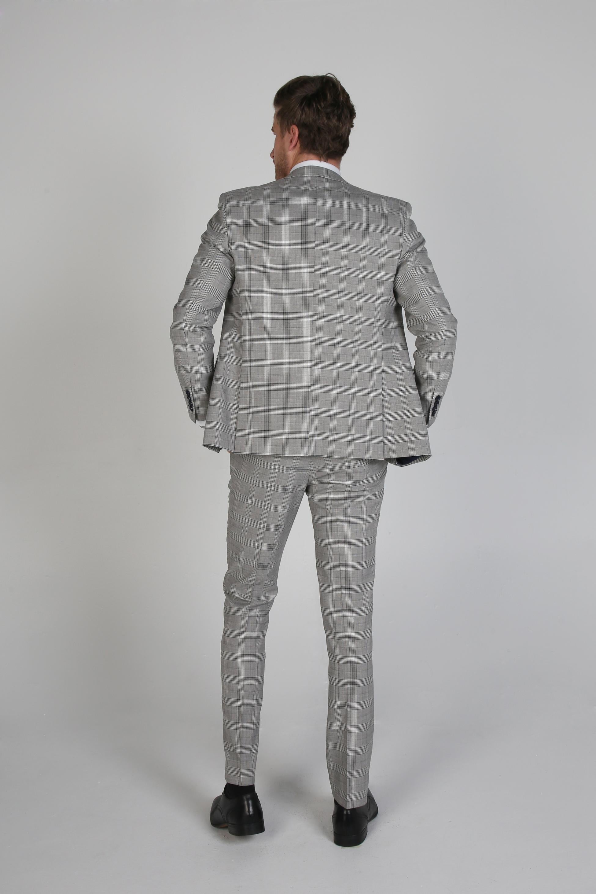 Men's Hugo Graphite Grey Tweed Windowpane Formal Suit