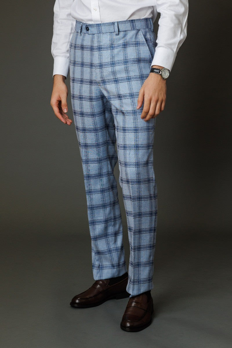Men's Blake Powder Blue Windowpane Check Slim Fit Suit