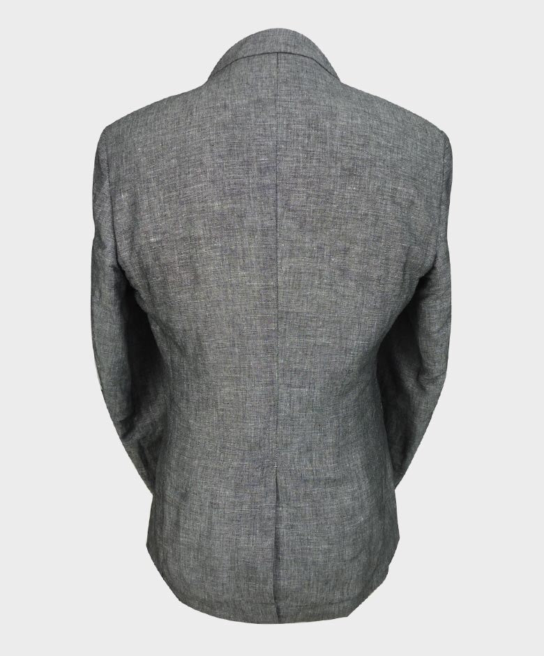 Mens Linen Slim Fit Blazer - ETHAN - Charcoal Black