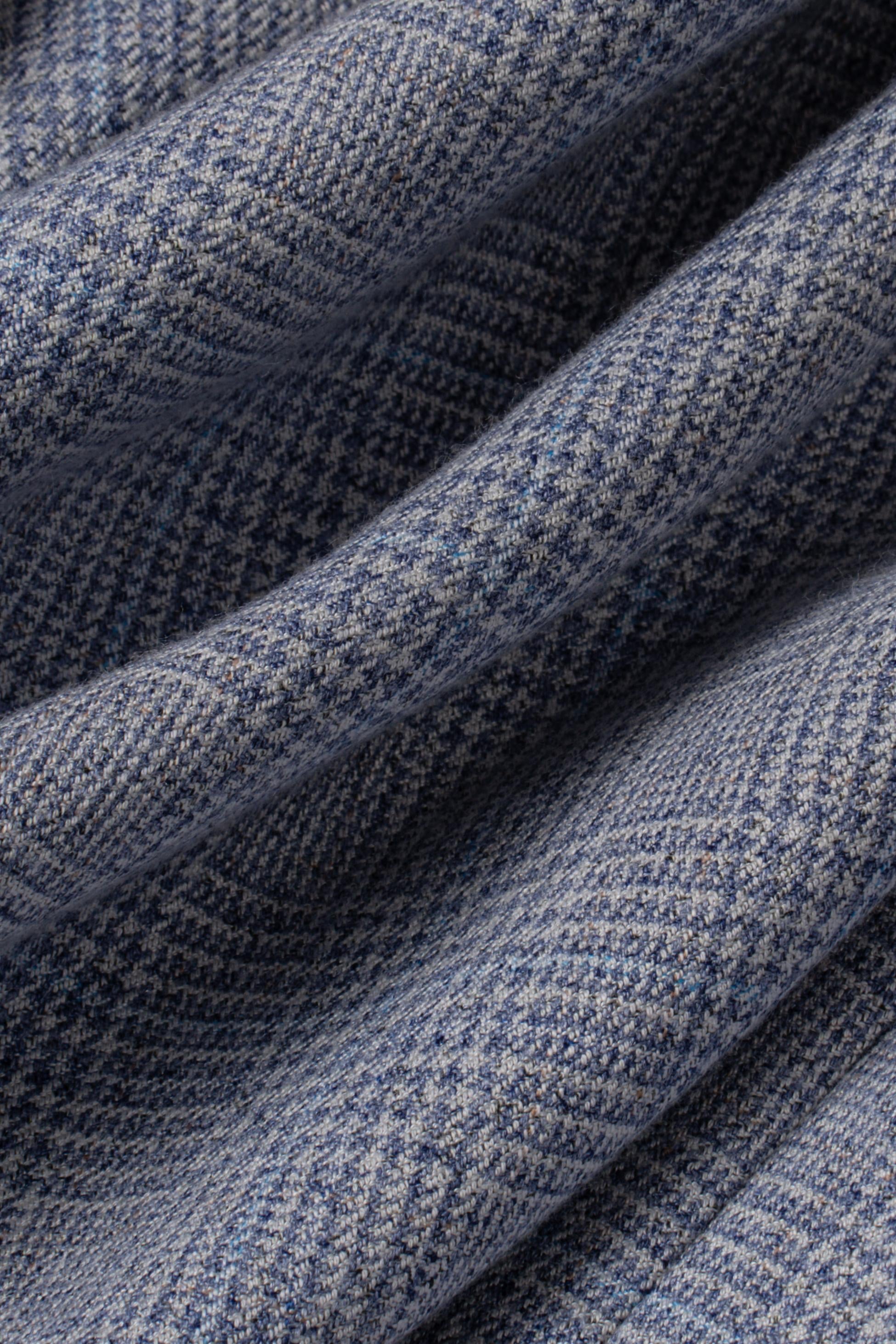 Men’s Blue Tweed Glen Check Slim Fit Suit Jacket CARIDI