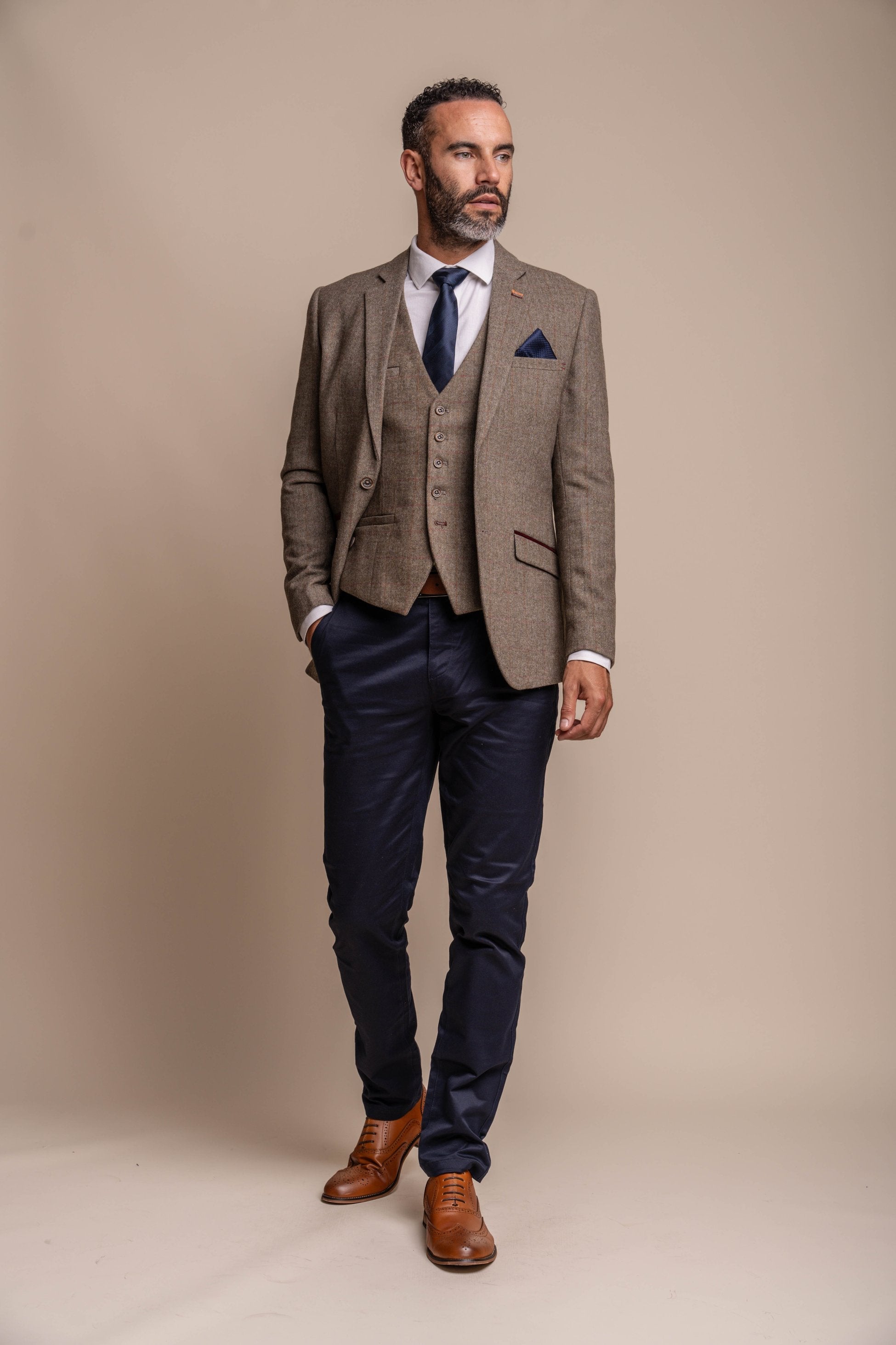 Men's Gaston Blazer with Navy Blue Chino Trousers Combination