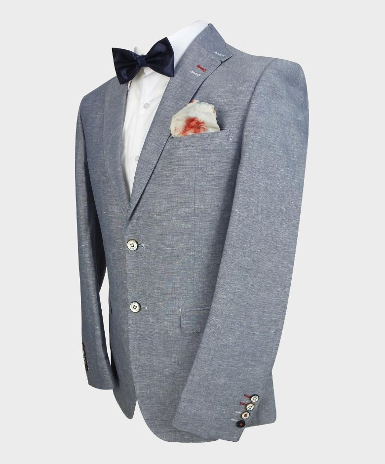 Mens Linen Slim Fit Blazer - ETHAN - Pale Blue