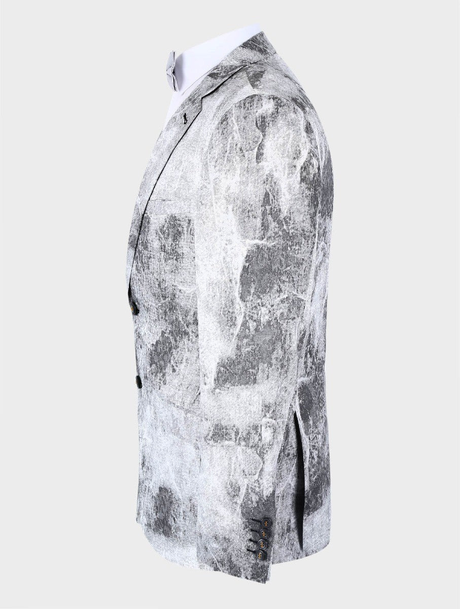 Men’s Grey Abstract Print Slim Fit Blazer BERLUCONI