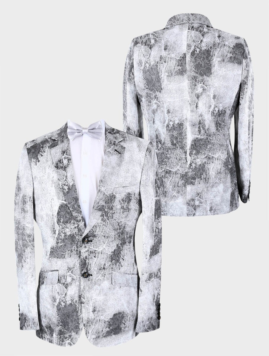 Men’s Grey Abstract Print Slim Fit Blazer BERLUCONI