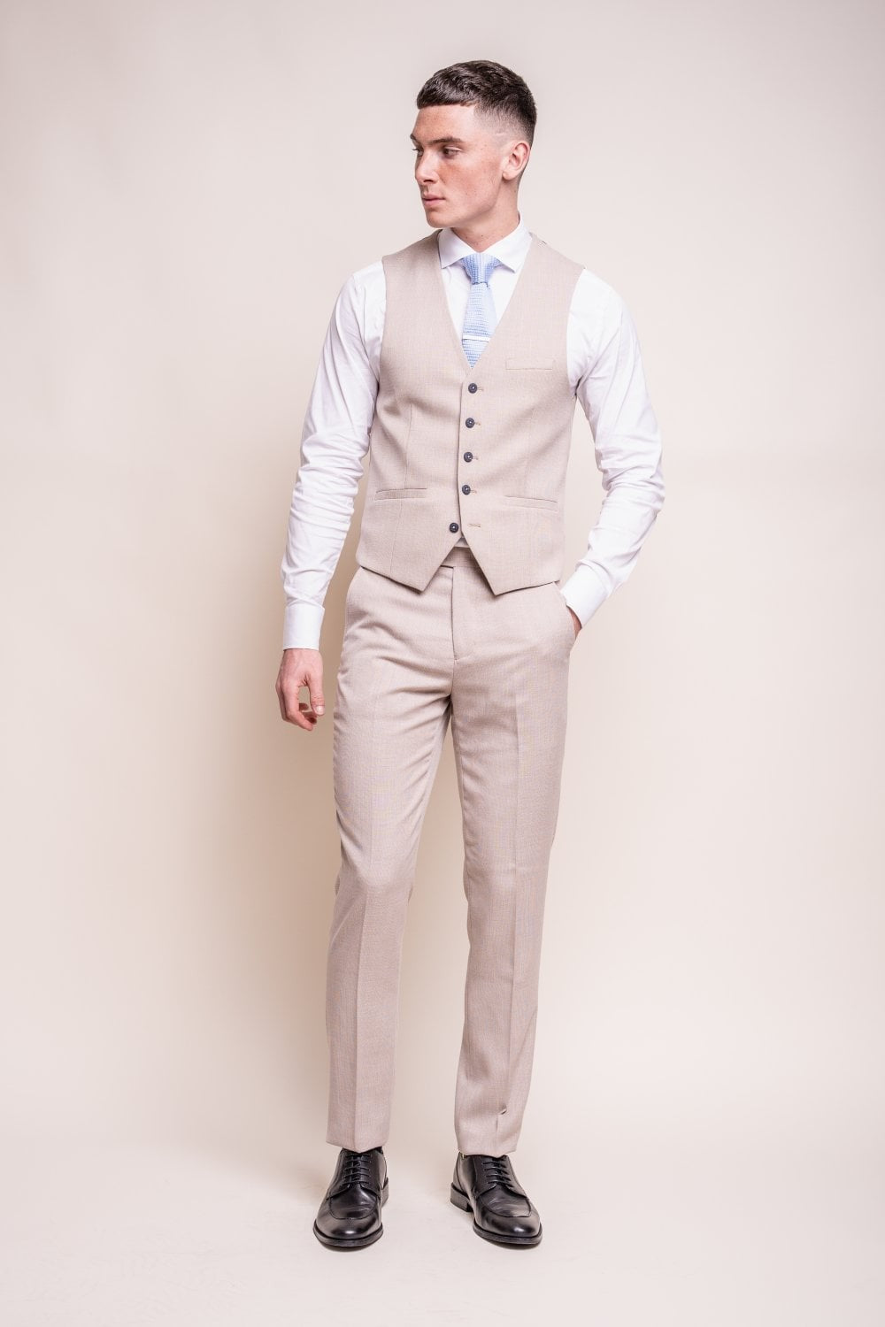 MIAMI Beige Men's Slim Fit Formal Suit