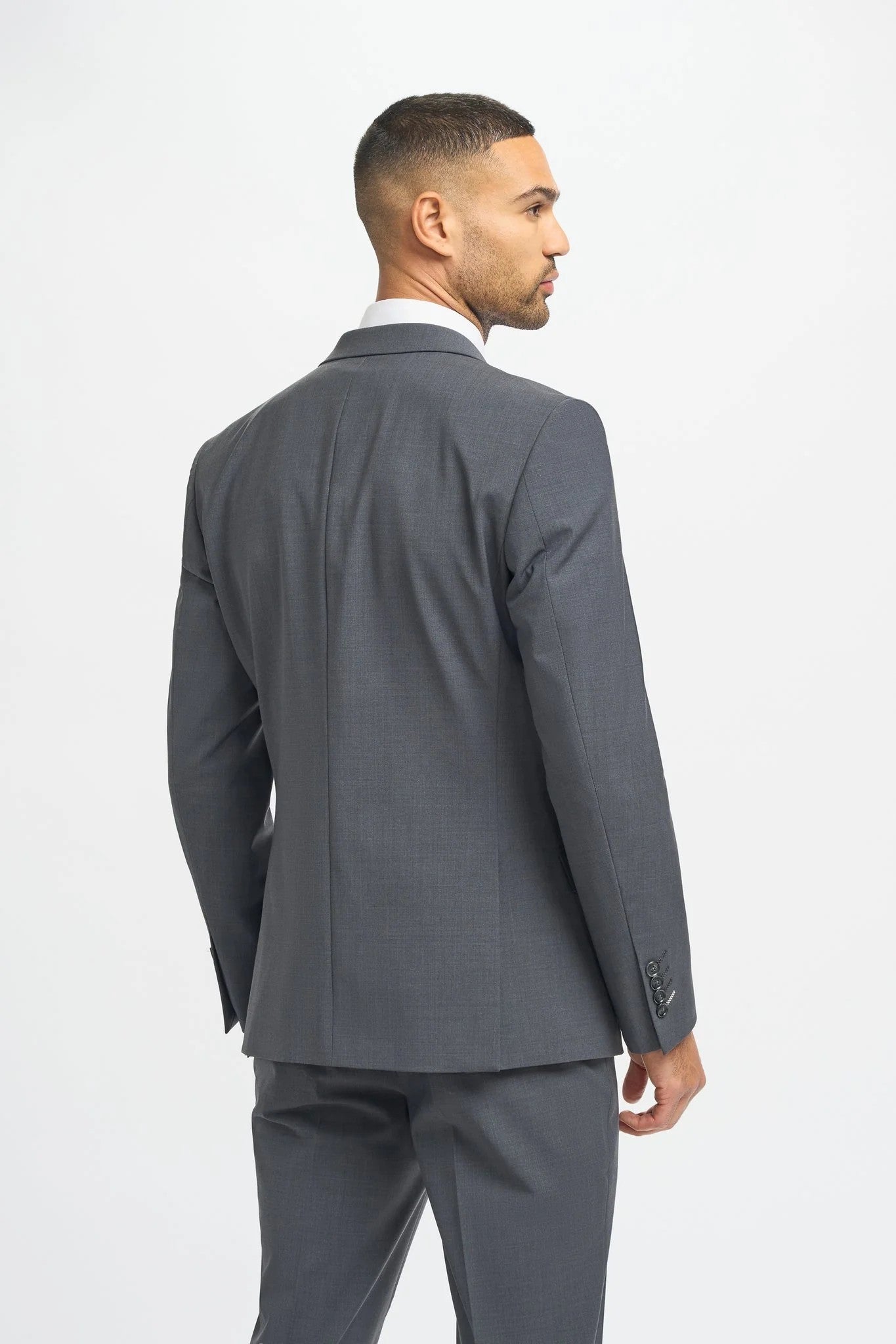 BOND Charcoal Grey Men's Wool Blend Slim Fit Suit