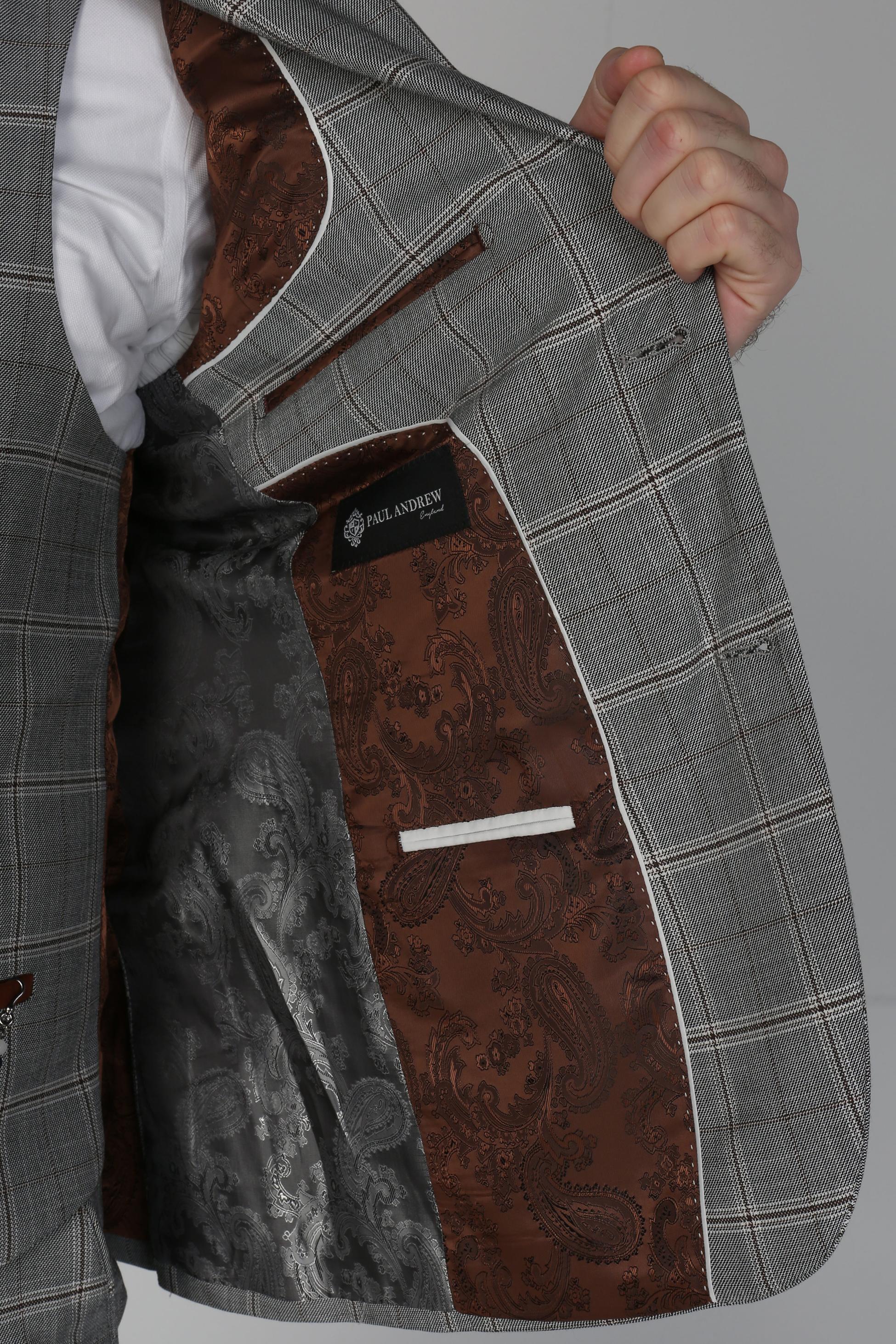 Men's Francis Smoke Grey Windowpane Check Business Suit