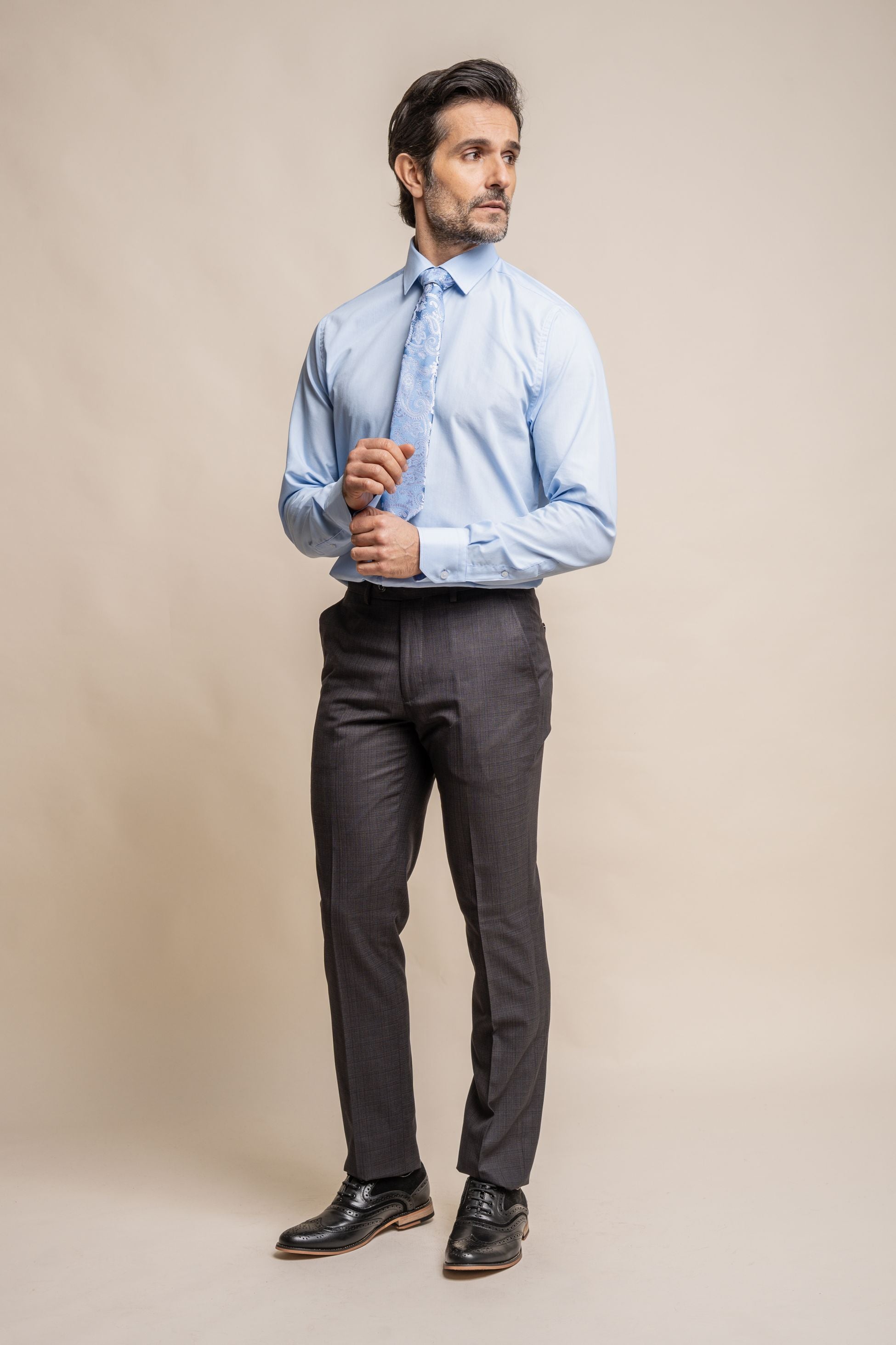 SEEBA Dark Grey Graphite Men's Slim Fit Formal Suit