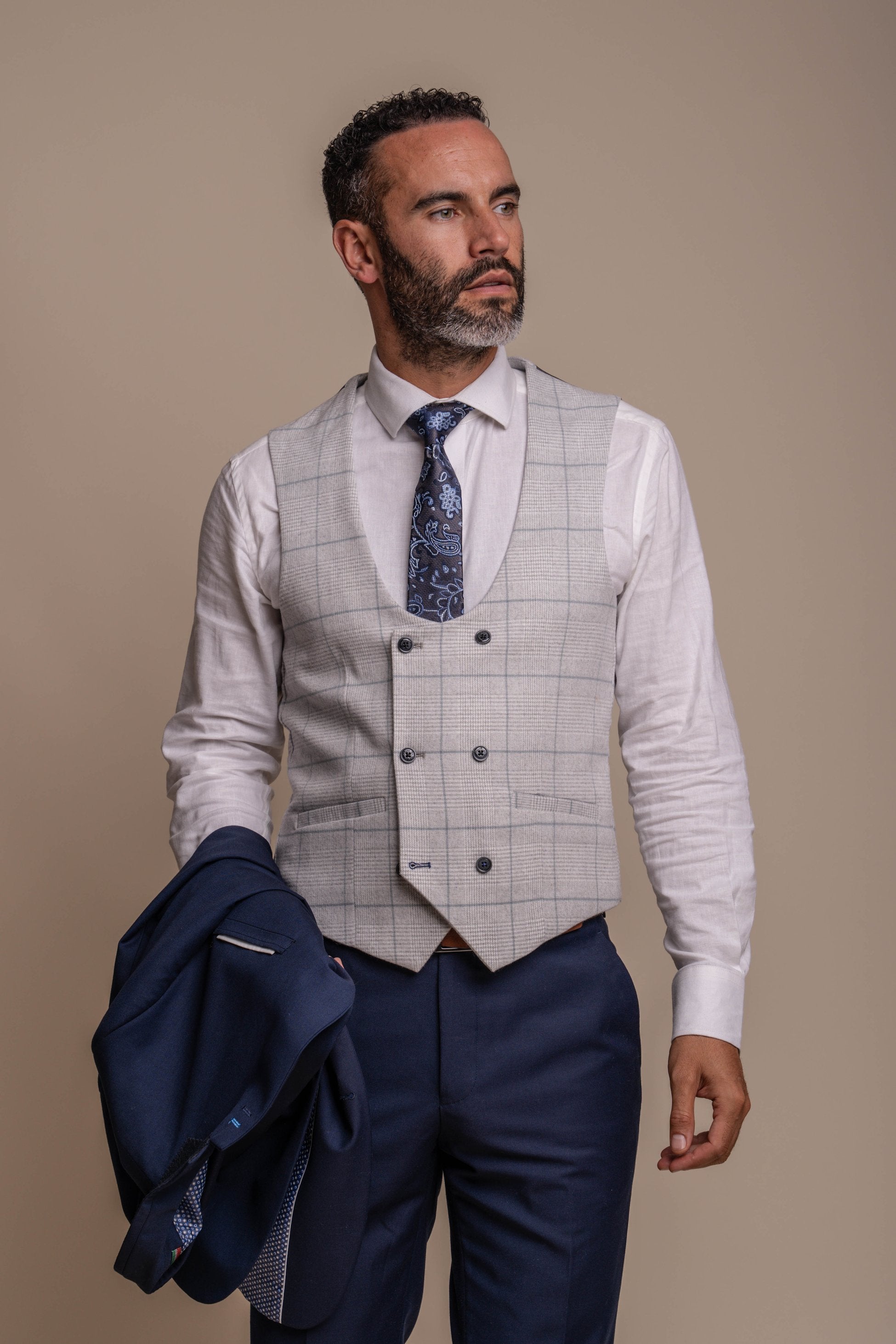 Jefferson Navy Men's Suit with Radika Waistcoat Combined Set