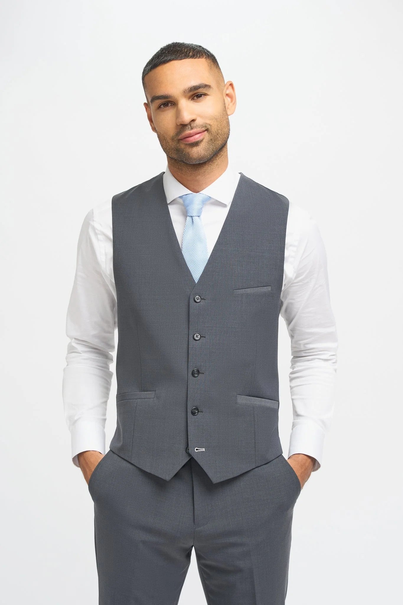 BOND Charcoal Grey Men's Wool Blend Slim Fit Suit