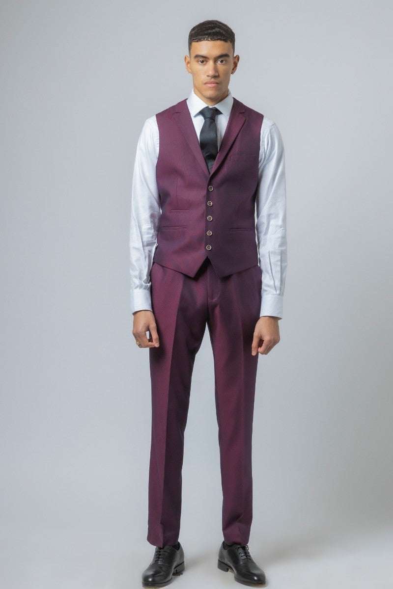 Lincoln Burgundy Men's Slim Fit Suit