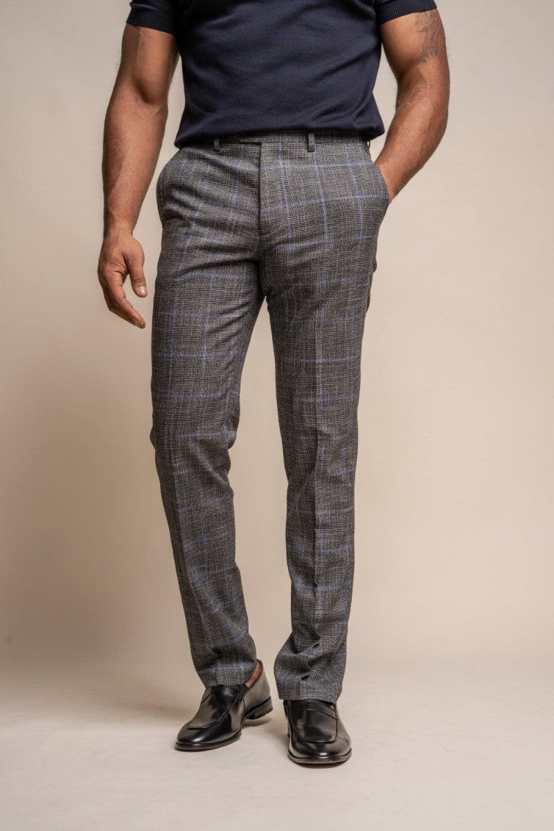 Men's Power Ash Grey Tweed Retro Check Traditional Suit