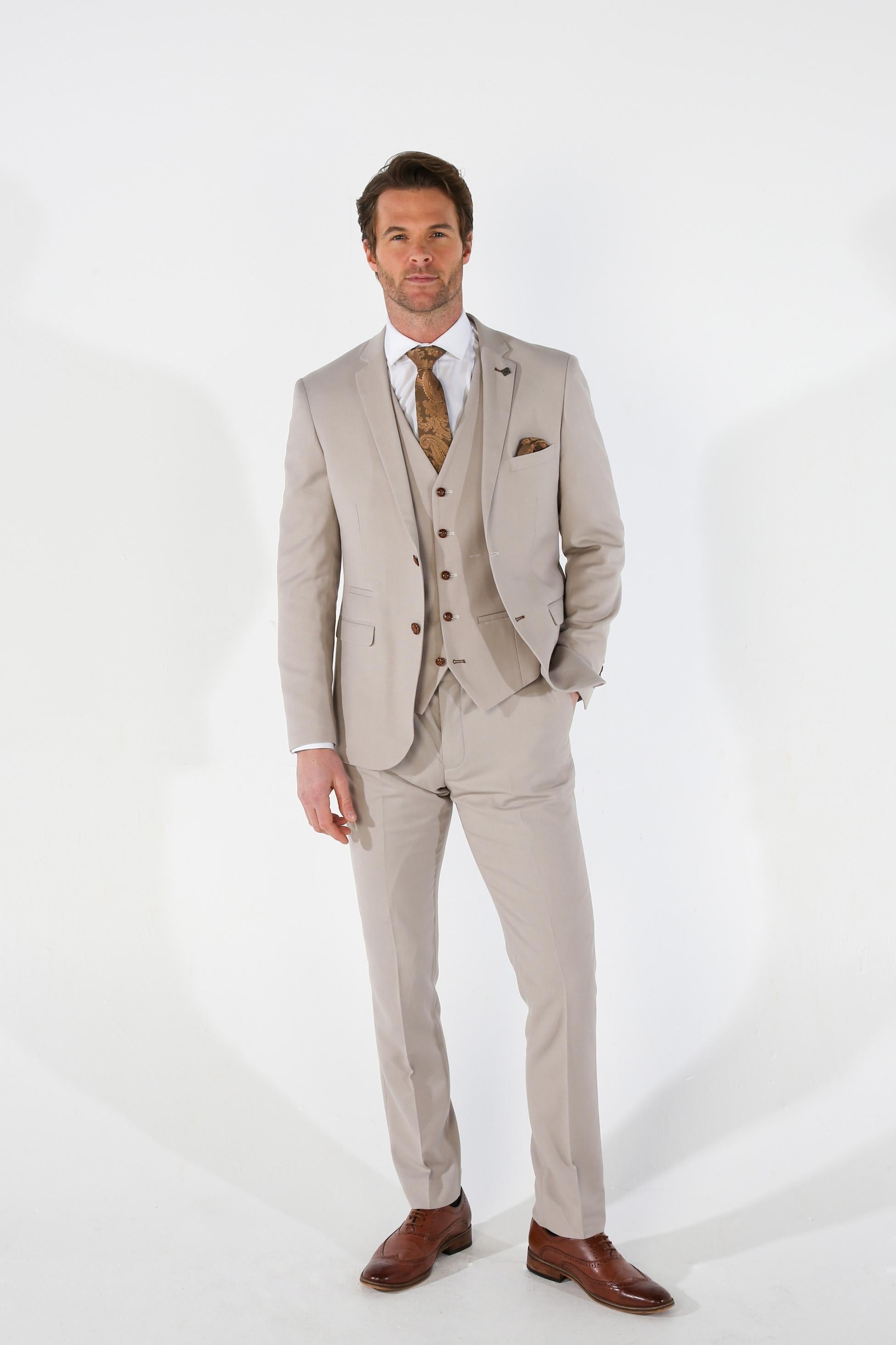MAYFAIR Stone Beige Men's Tailored Fit Formal Suit