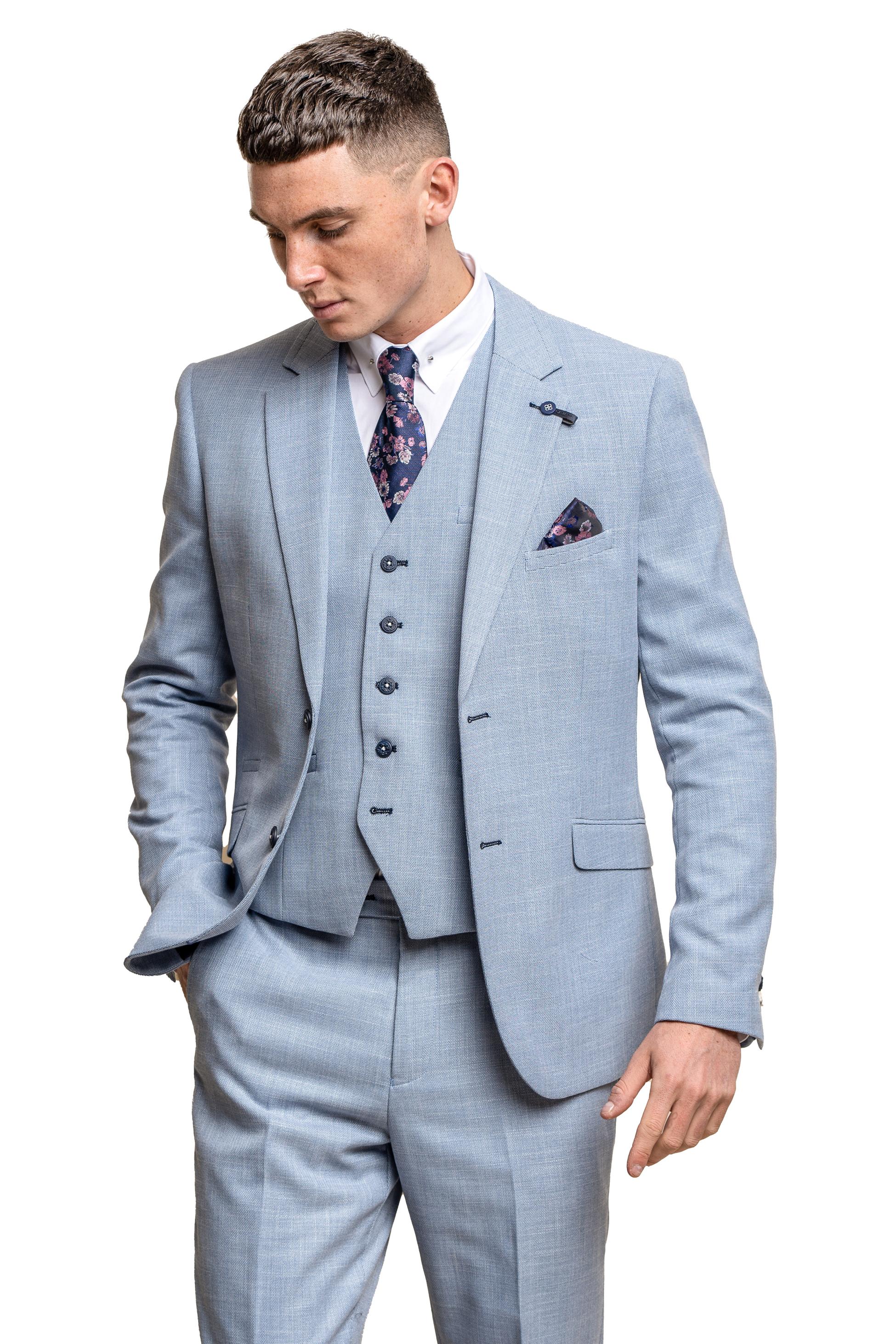 MIAMI Sky Blue Men's Slim Fit Formal Suit