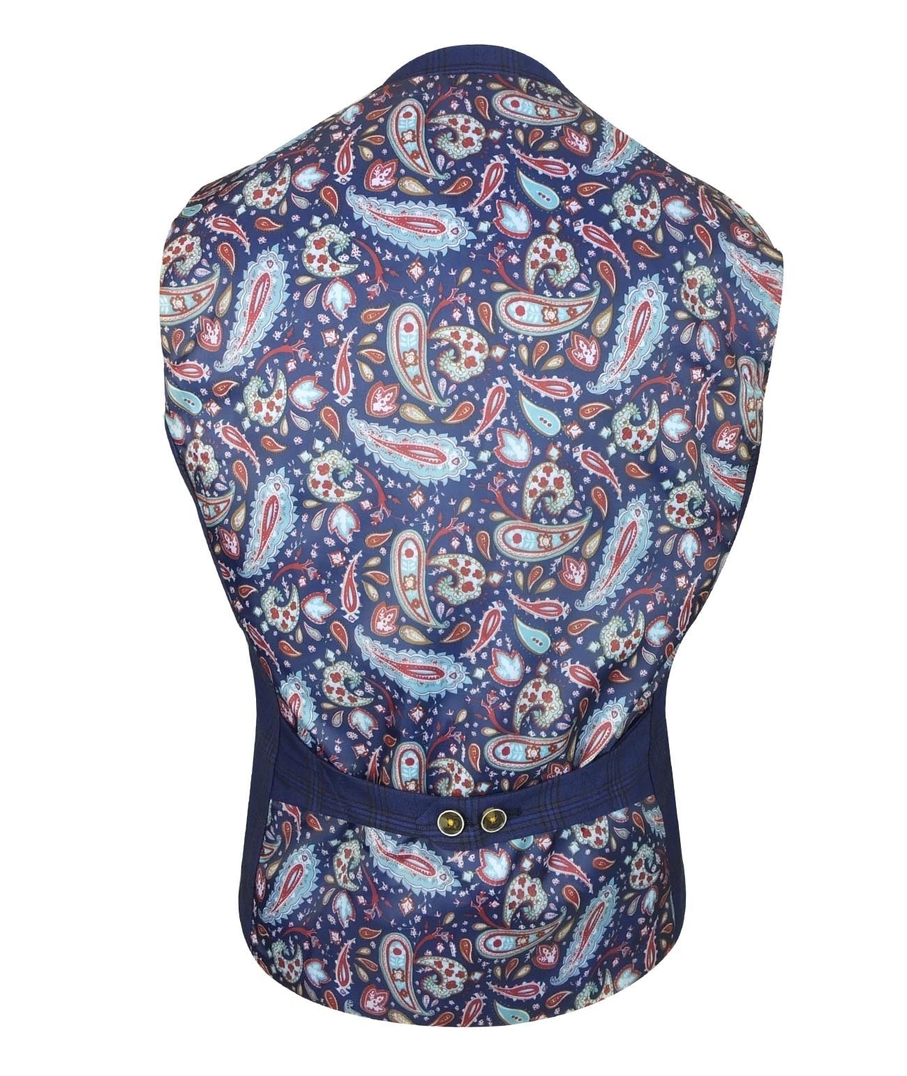 Men's Marcello Navy Blue Check 3-Piece Slim Fit Suit