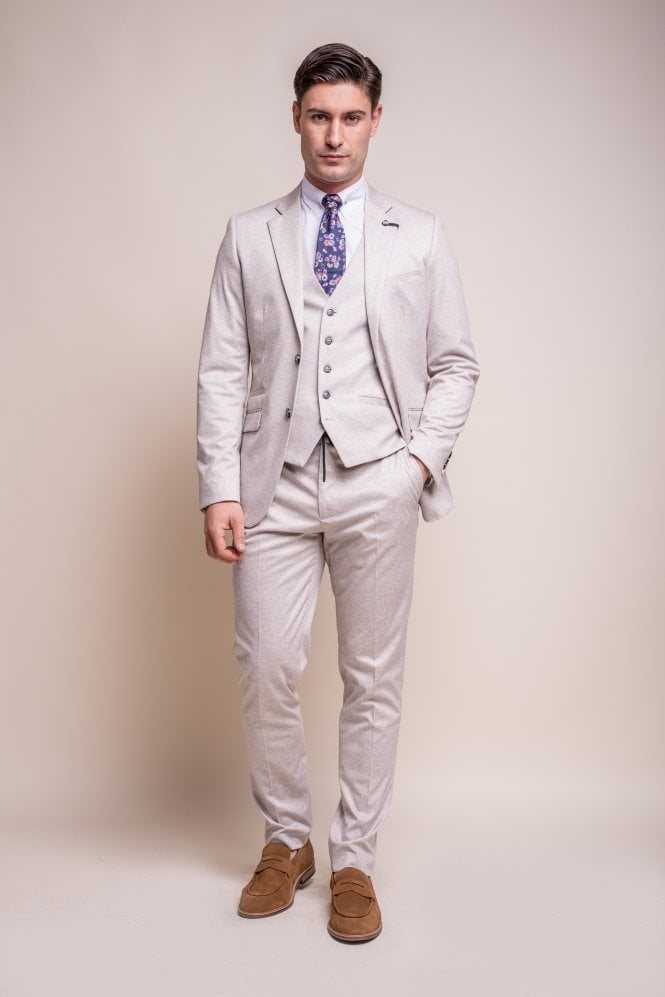 VALENCIA Beige Ecru Men's Slim Fit Formal Suit