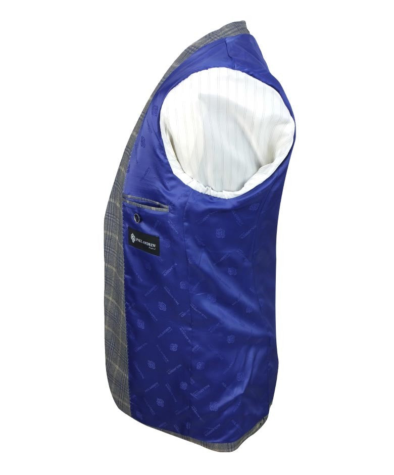 KENNETH Men’s Tailored Fit Retro Check Suit - Grey/Gold