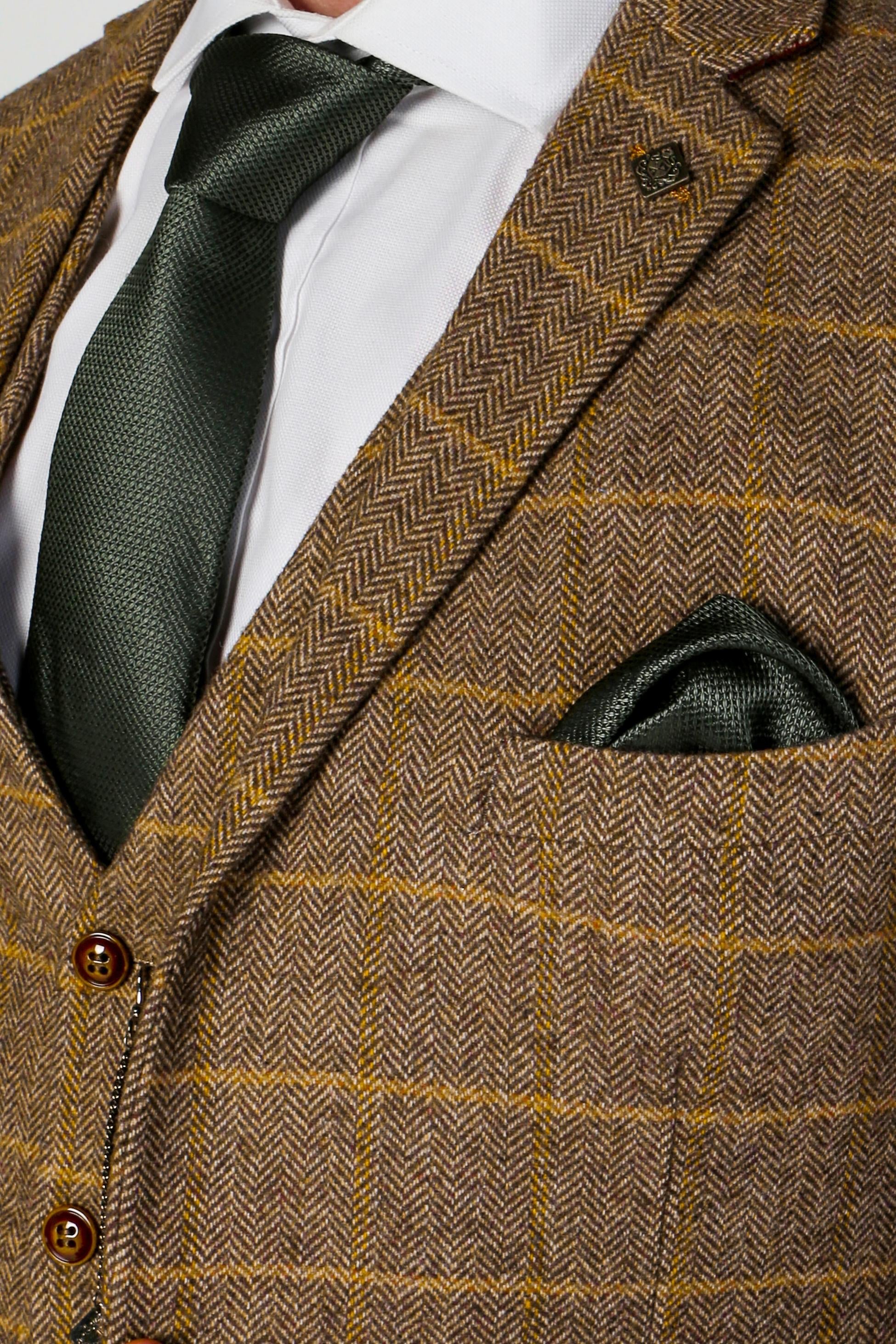 Men's Harris Cognac Brown Tweed Windowpane Formal Suit