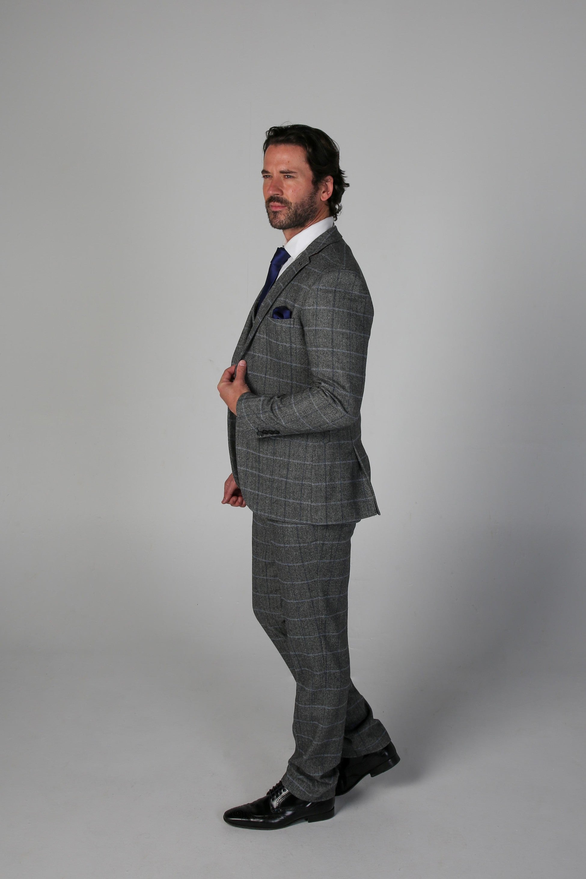 Men's Harris Dove Grey Tweed Windowpane Heritage Suit