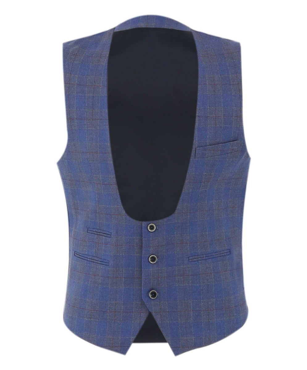 Men's Connor Sky Blue Windowpane Check Slim Fit Suit