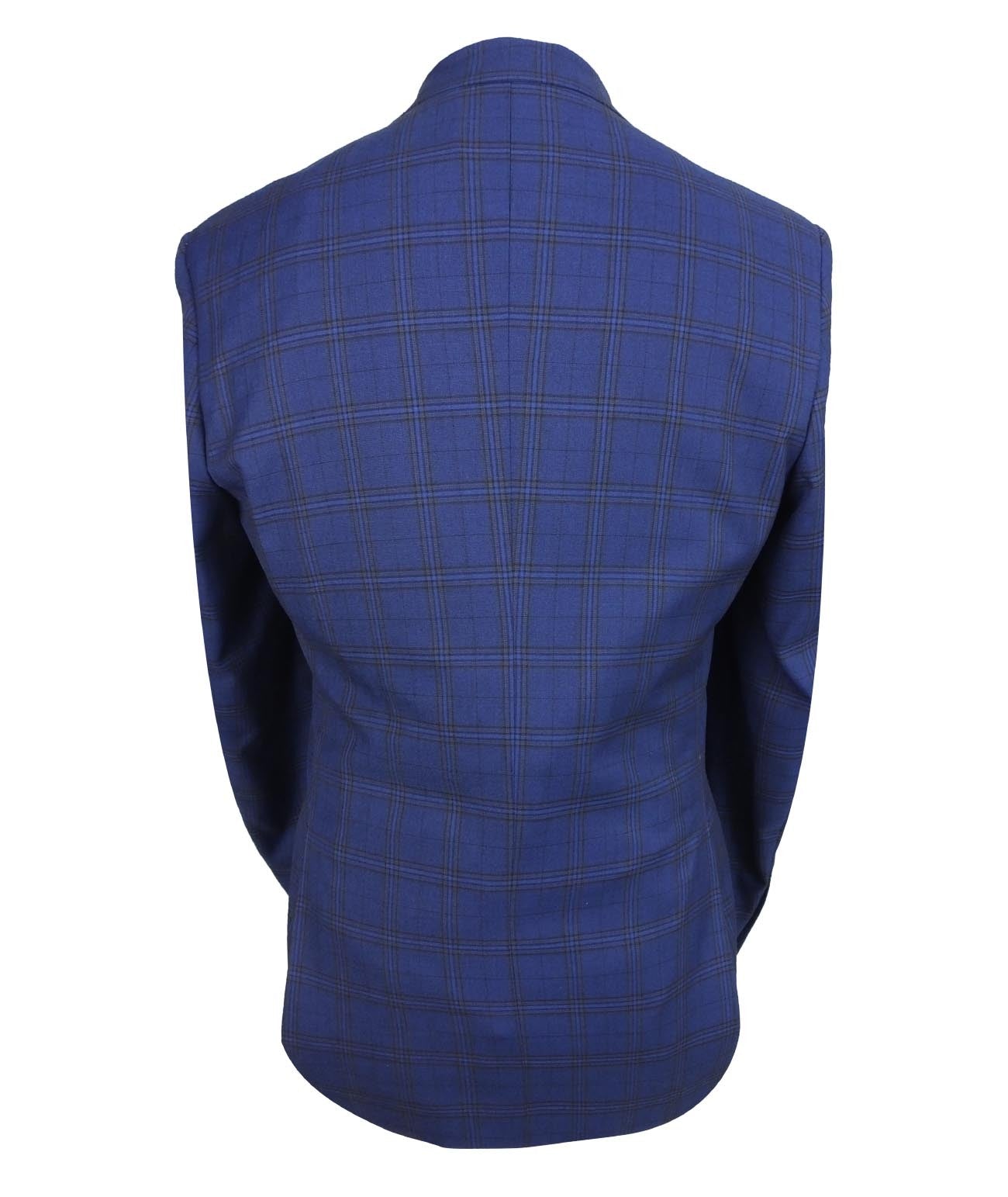 Men's Marcello Navy Blue Check 3-Piece Slim Fit Suit