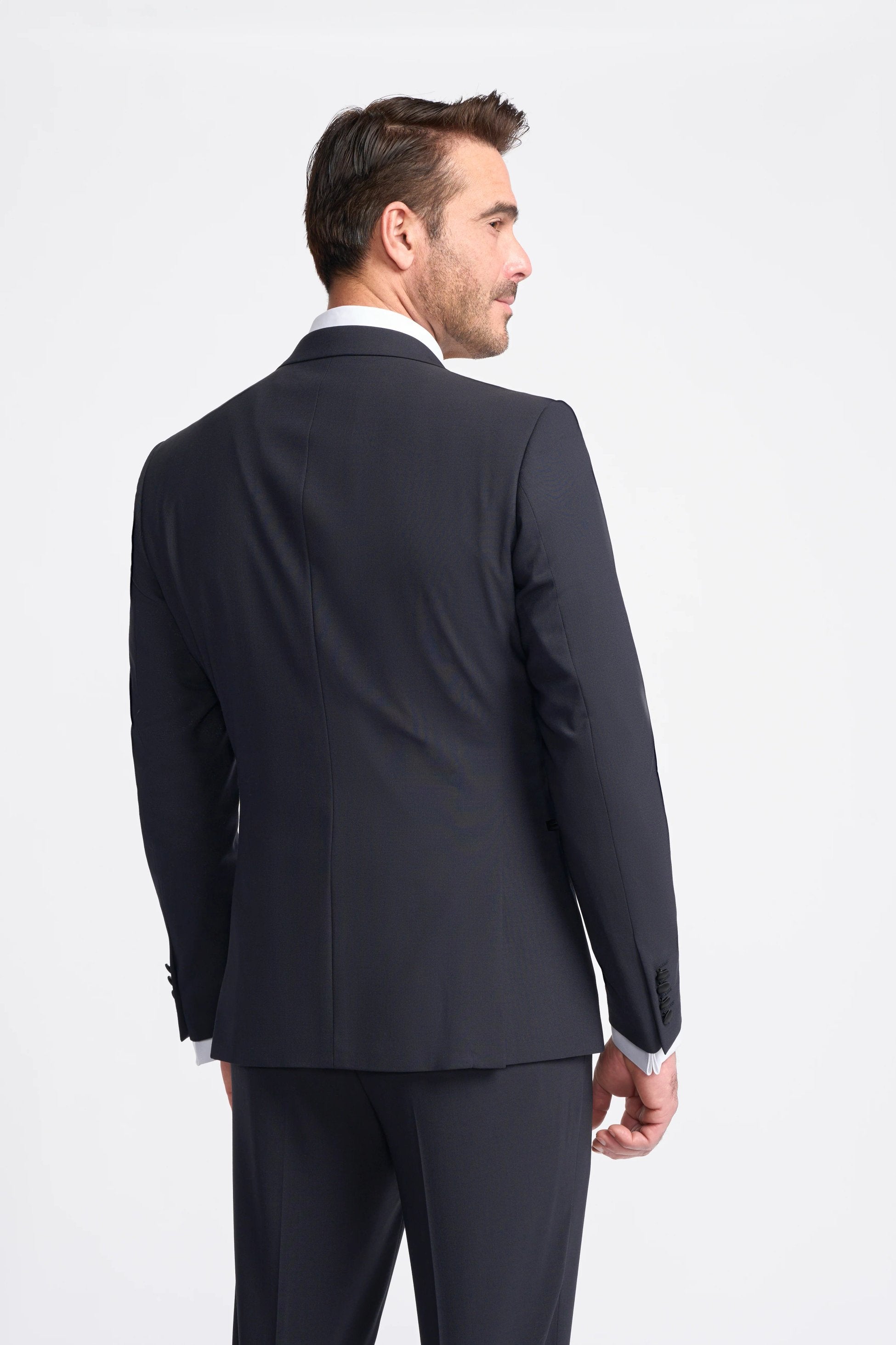 ASPEN D/B Navy Blue Men's Satin Lapel Double-Breasted Suit