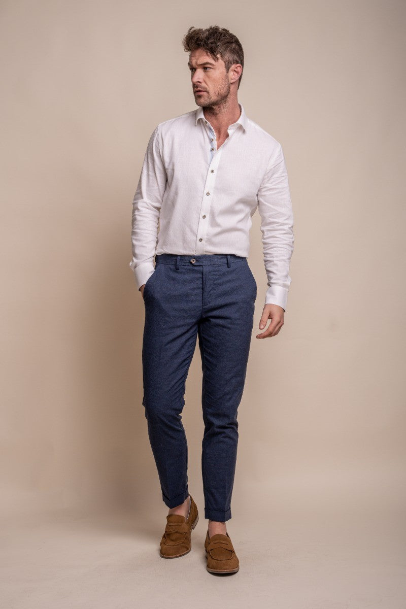 Men's Slim Fit Linen Blazer Collection ALVARI - Navy