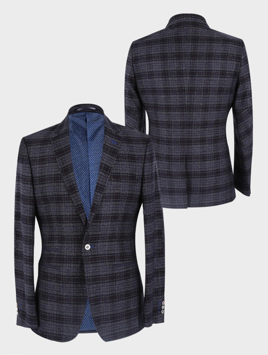 Men’s Black Tweed Check Slim Fit Blazer COSTELLO