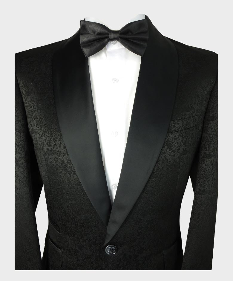 Bella Black Men's Slim Fit Tuxedo Shawl Lapel Suit