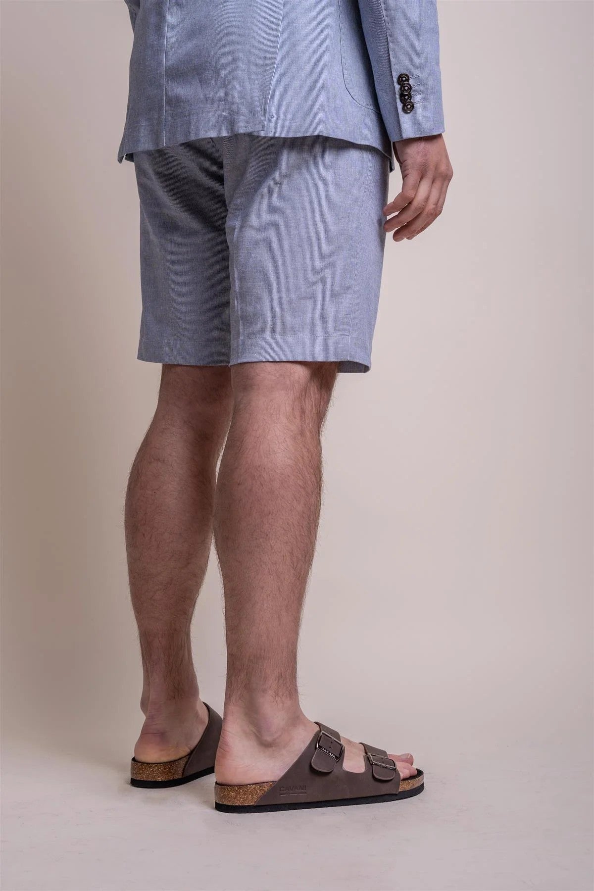 Men's Slim Fit Linen Short Ensemble FREDRIK - Blue