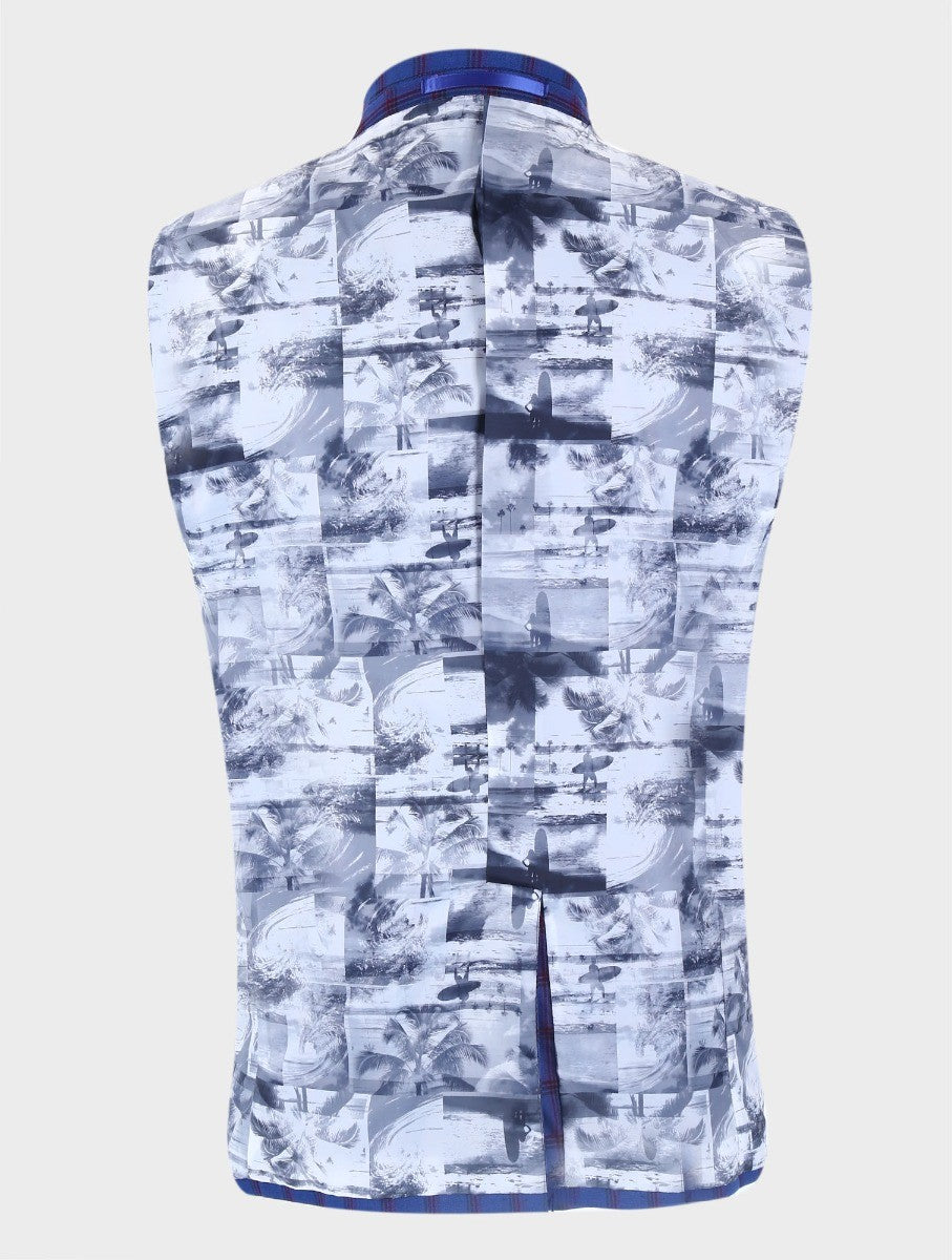 Men's Costello Navy Blue Windowpane Check Slim Fit Blazer