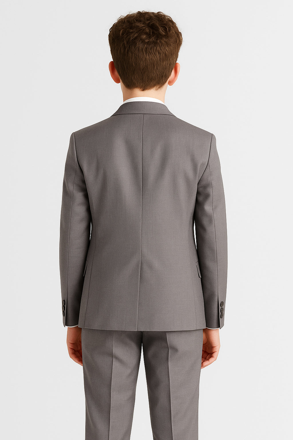 Boys 3-Piece Tailored Fit Grey Formal Suit - Edward Back Picture