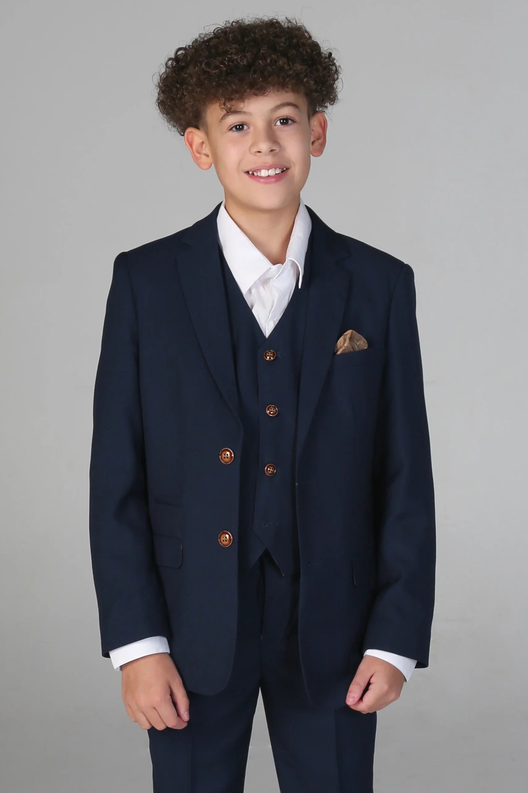 boys’ 3-piece royal blue slim fit suit with waistcoat