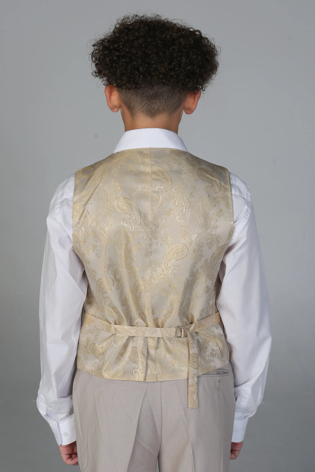 Boys Stone Beige Tailored Fit Suit MAYFAIR