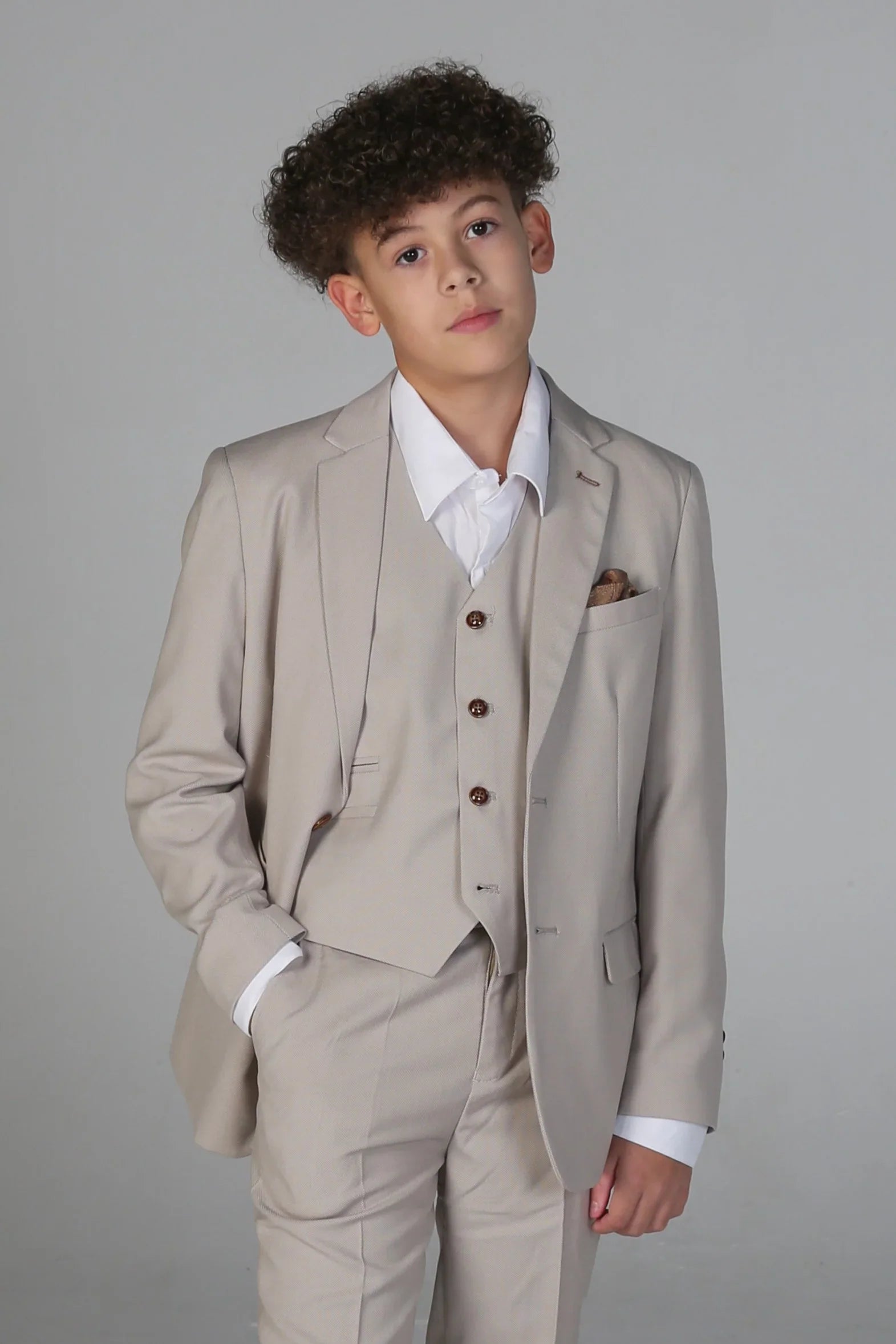 Tailored Beige Suit for Boys – Stone Beige