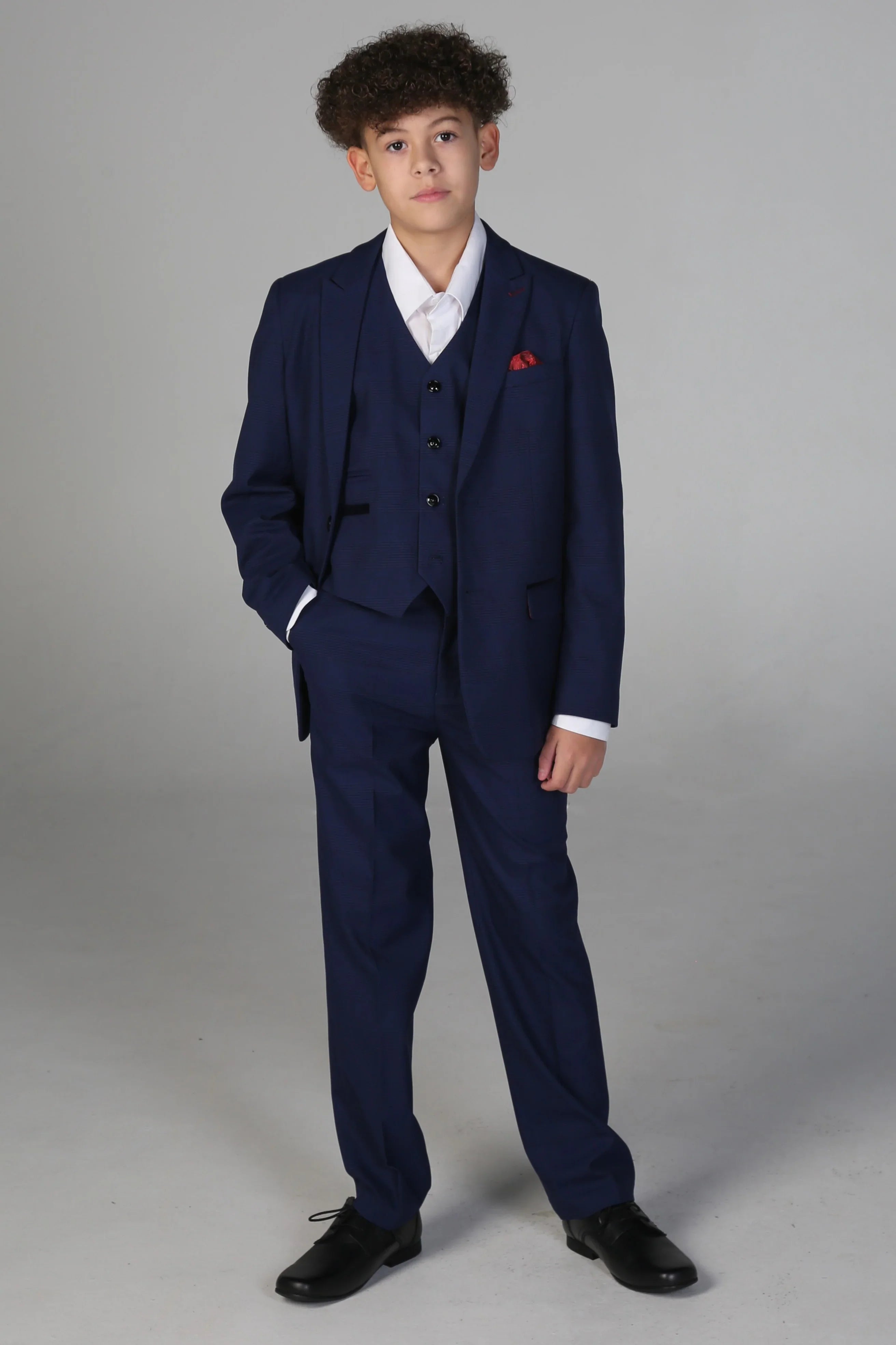 Boys Blue Tailored Fit Tweed Check Suit MARK
