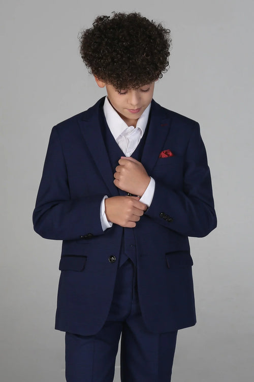 boys’ plaid check 3-piece tailored fit wedding suit set