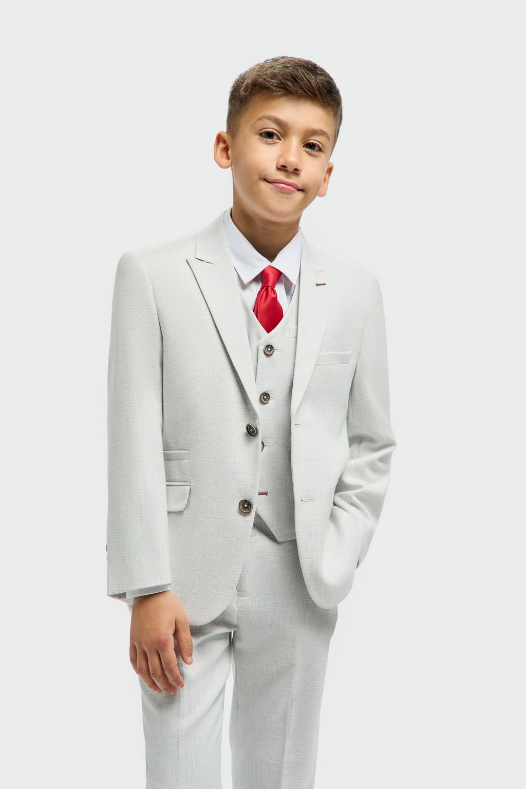 boys’ 3-piece slim fit textured wedding suit set