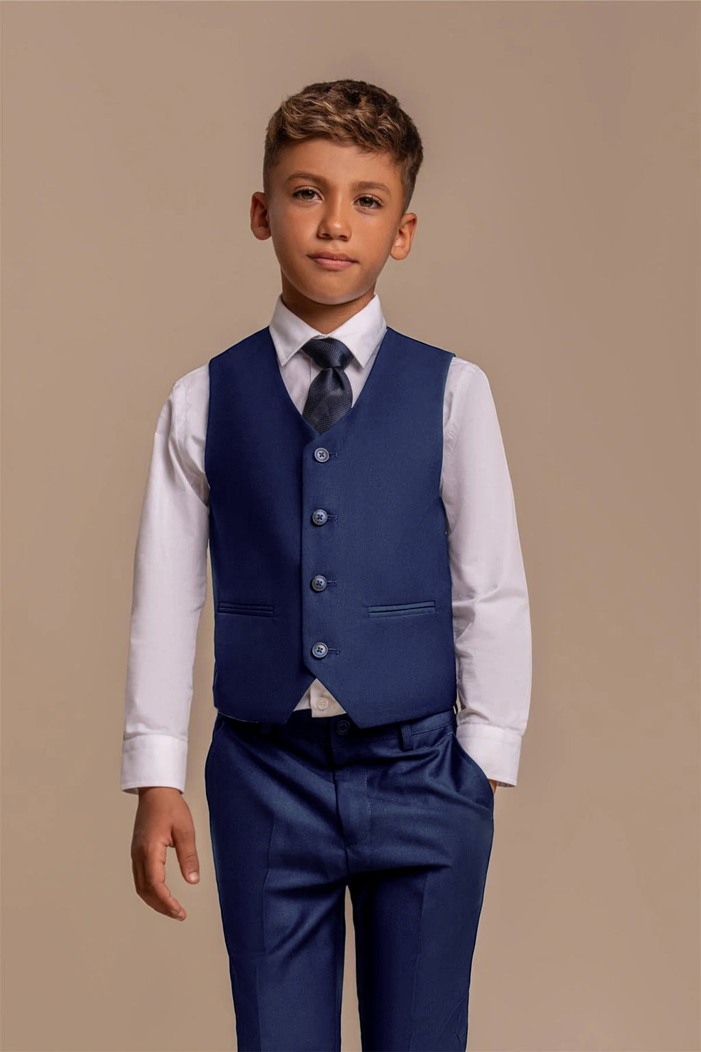 Boys Slim Fit Royal Blue Suit - FORD Waistcoat Picture