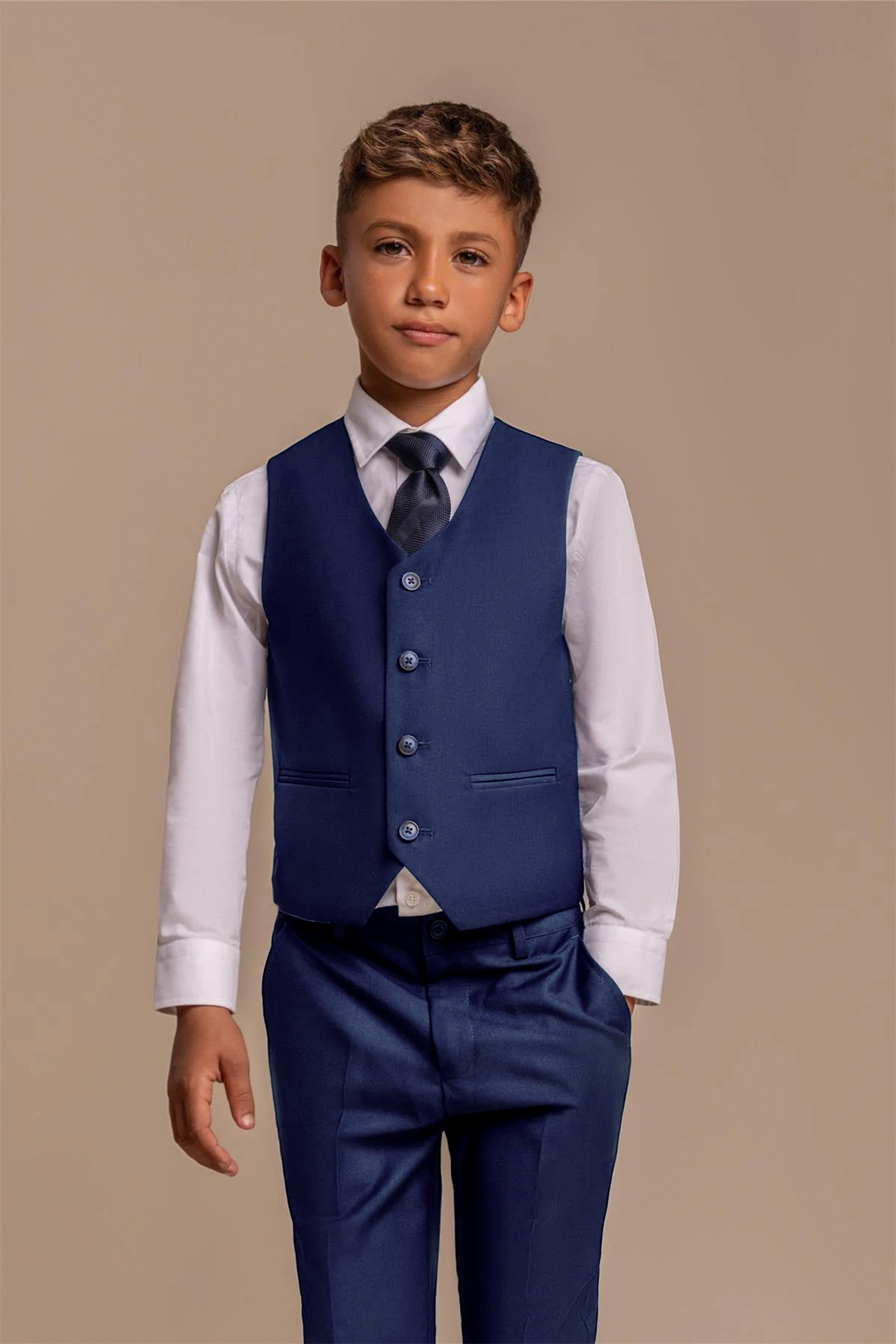 Boys Slim Fit Royal Blue Suit - FORD Waistcoat Picture