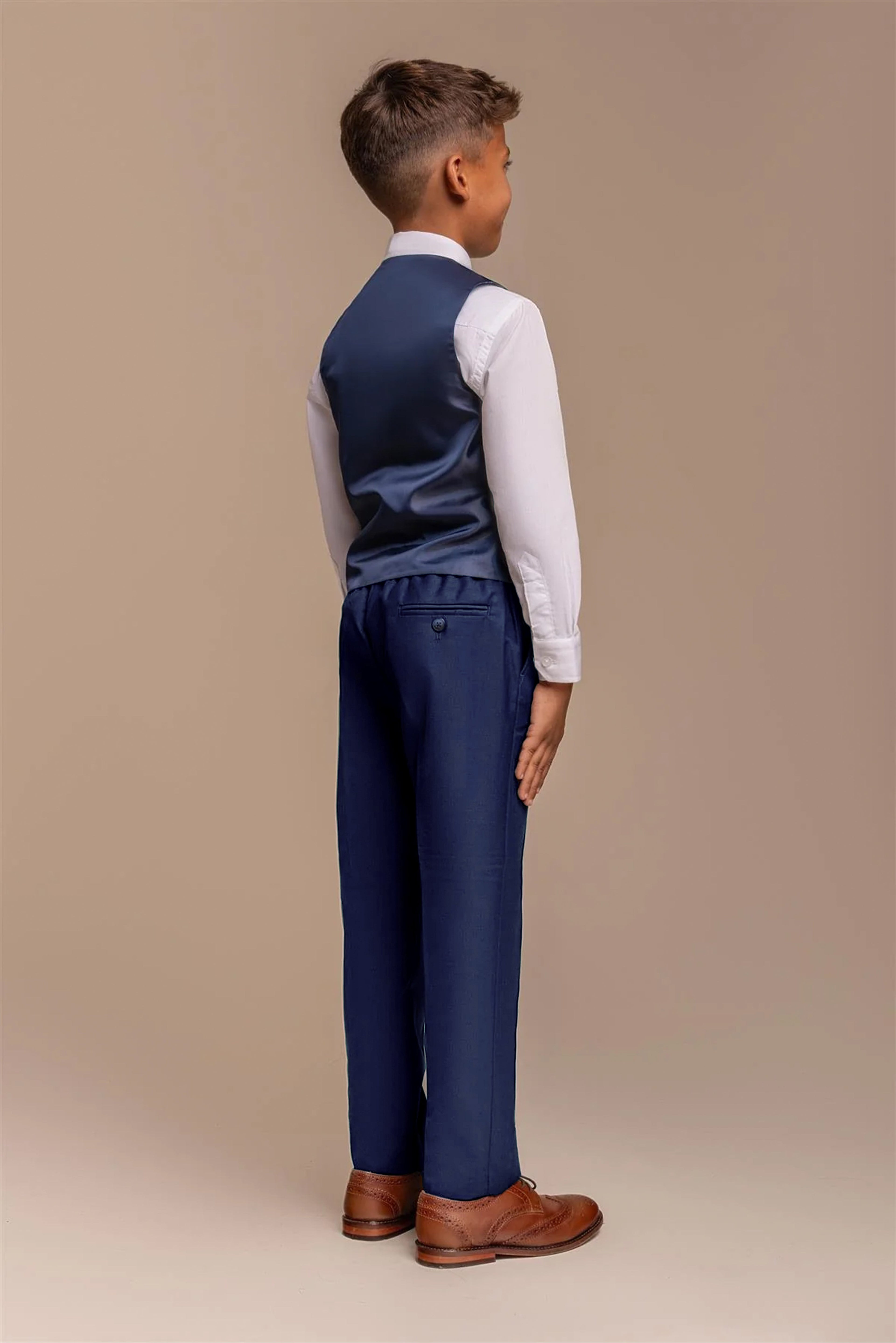 Boys Slim Fit Royal Blue Suit - FORD Waistcoat Back Picture