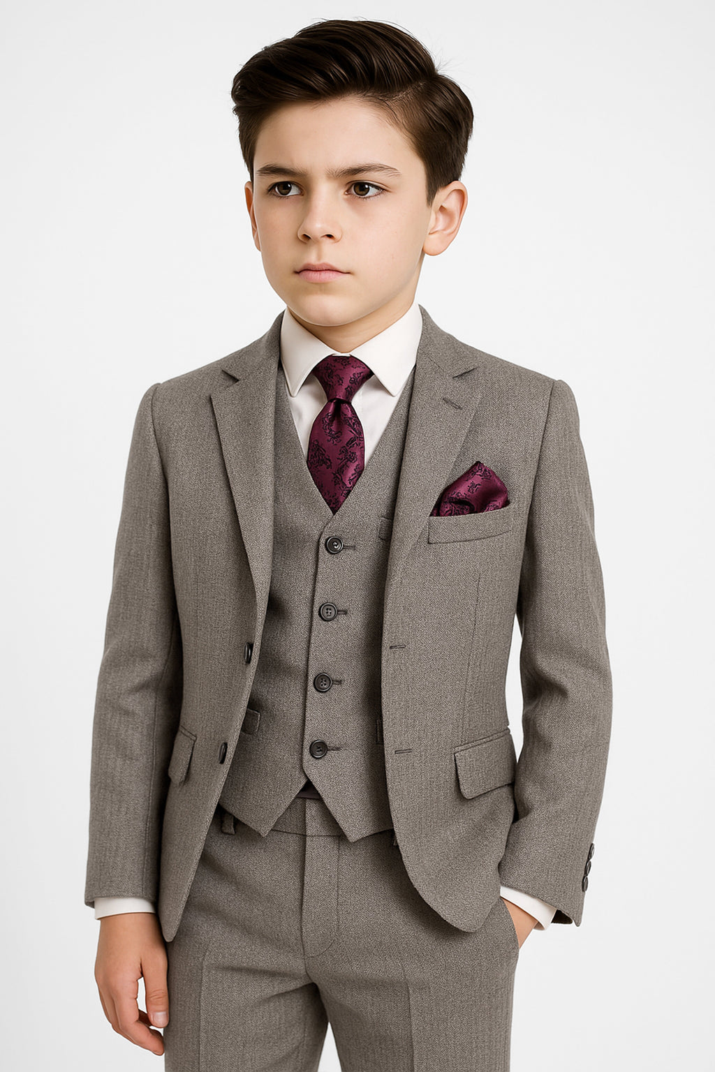 Tailored Beige Suit for Boys – Dark Beige