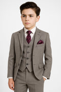 boys’ 3-piece textured tailored fit suit in husky sizes