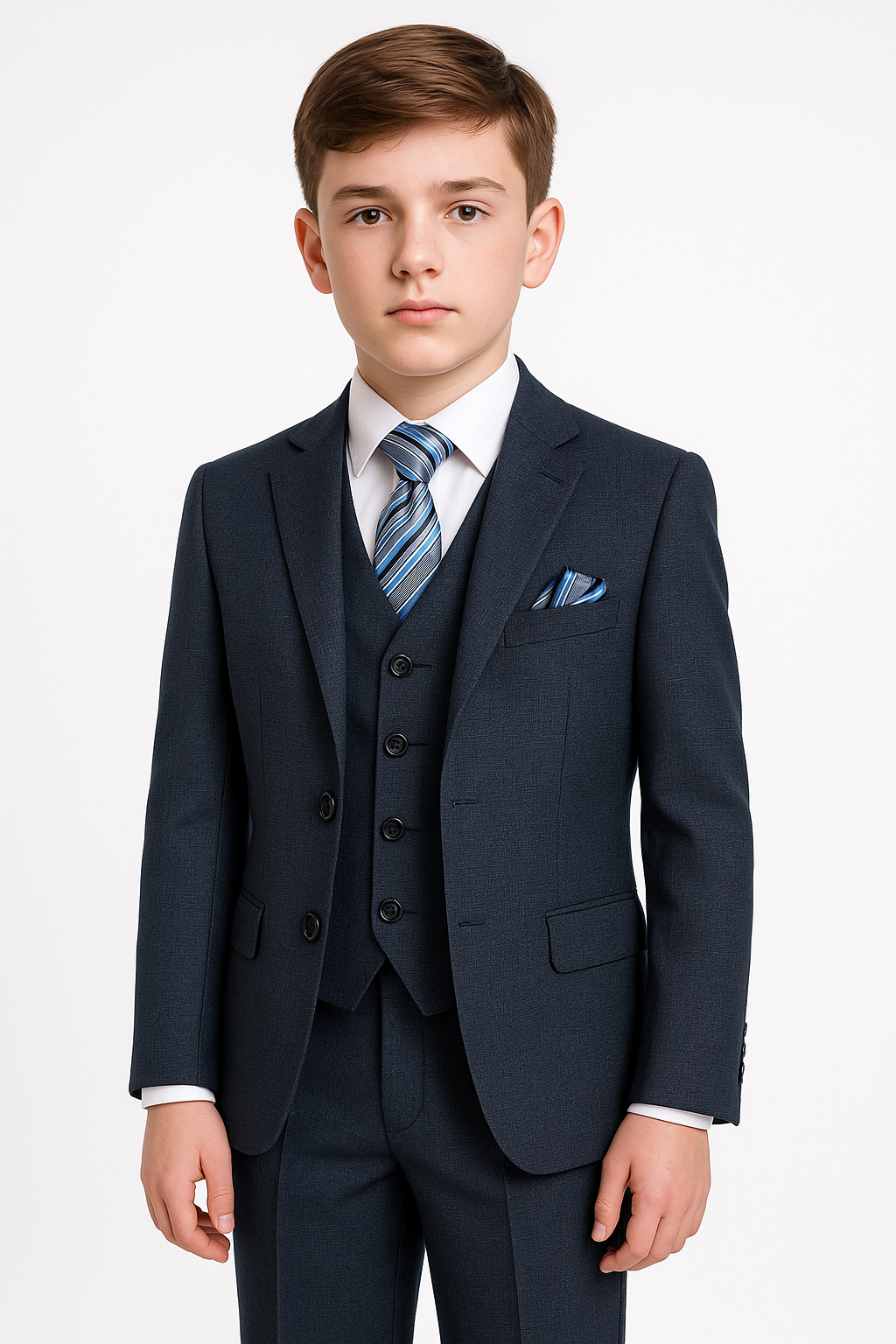 boys’ textured 3-piece tailored fit suit husky size