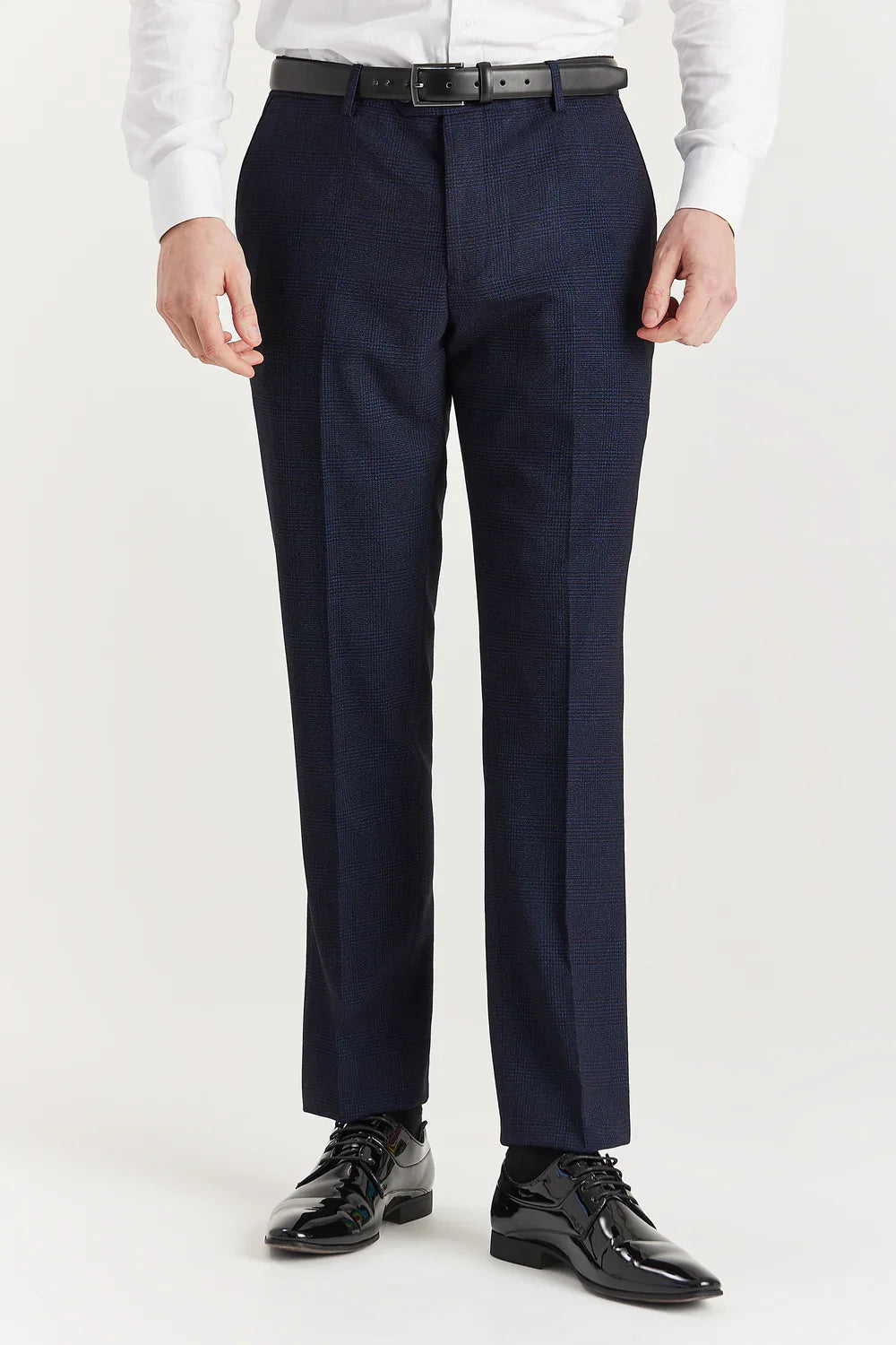 Men’s 3-Piece Glen Check Formal Suit - Regent - Navy Trousers Picture
