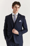 men’s 3-piece slim fit glen check wedding suit with waistcoat